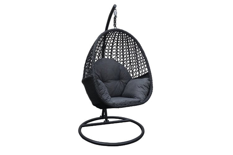 Meubles - Chaise suspendue en rotin noire et grise
