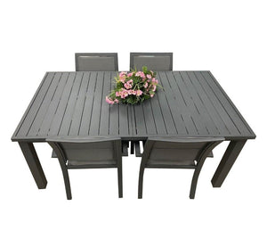 Ensemble 7 morceaux table extensible Akumal structure en aluminium et 6 chaises - Piscines Soucy